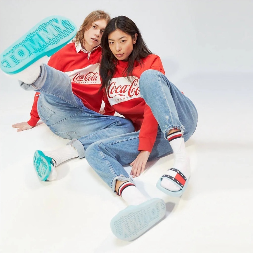 Tommy Hilfiger X Coca Cola crewneck colour blocked embroidered logo boxy S